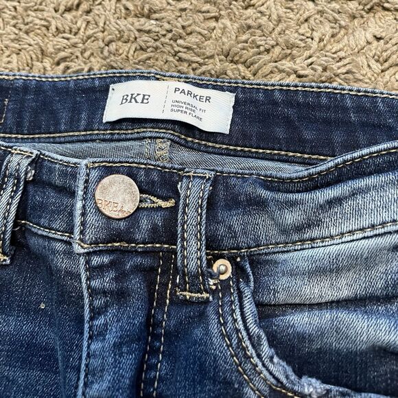 BKE Jeans Womens 26x29.5 Parker Universal Fit High Rise Super Flare Distressed - Picture 4 of 16